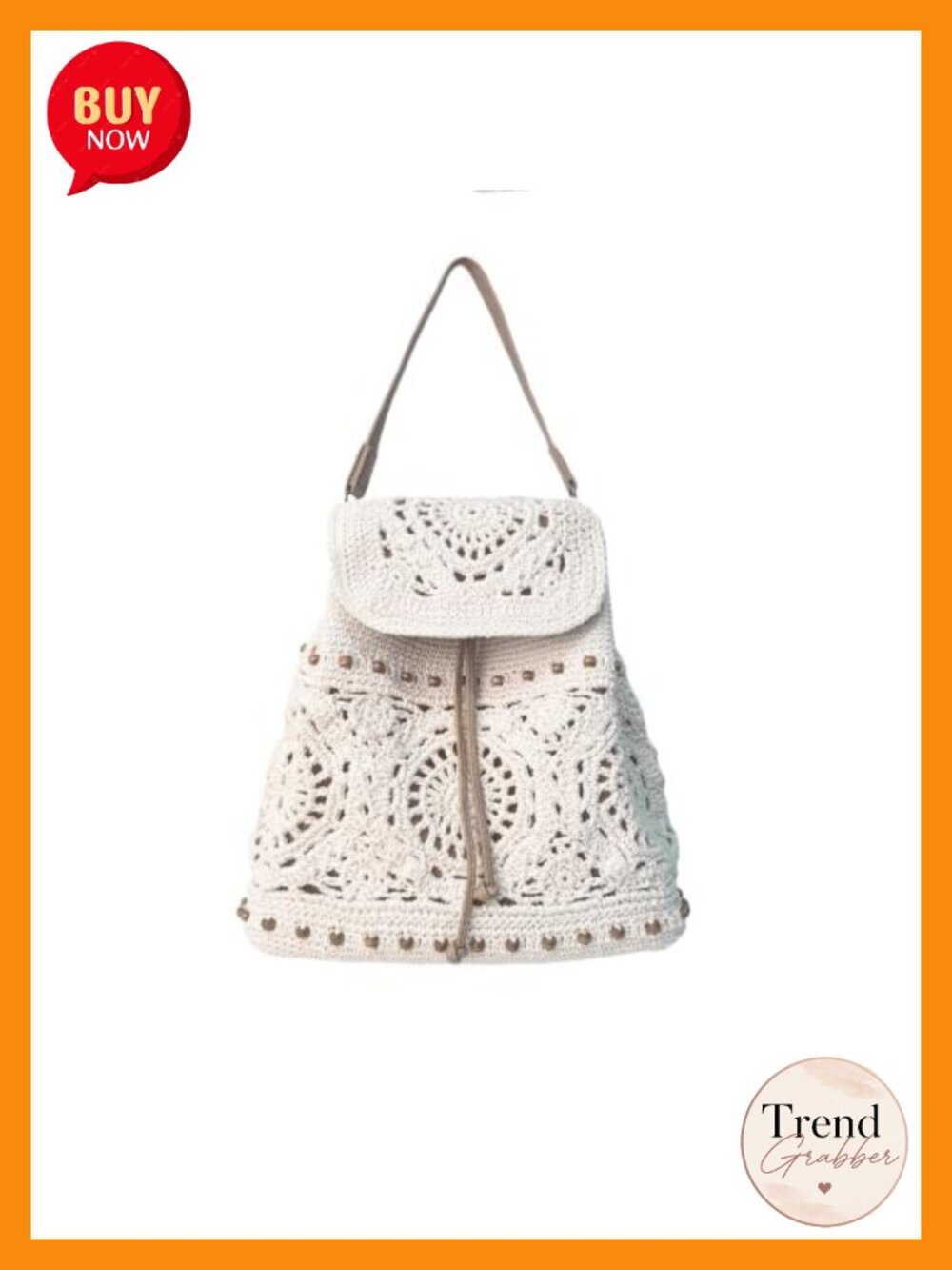 Handcrafted Boho Crochet Backpack Women Cotton Rope Rucksack Adjustable Straps